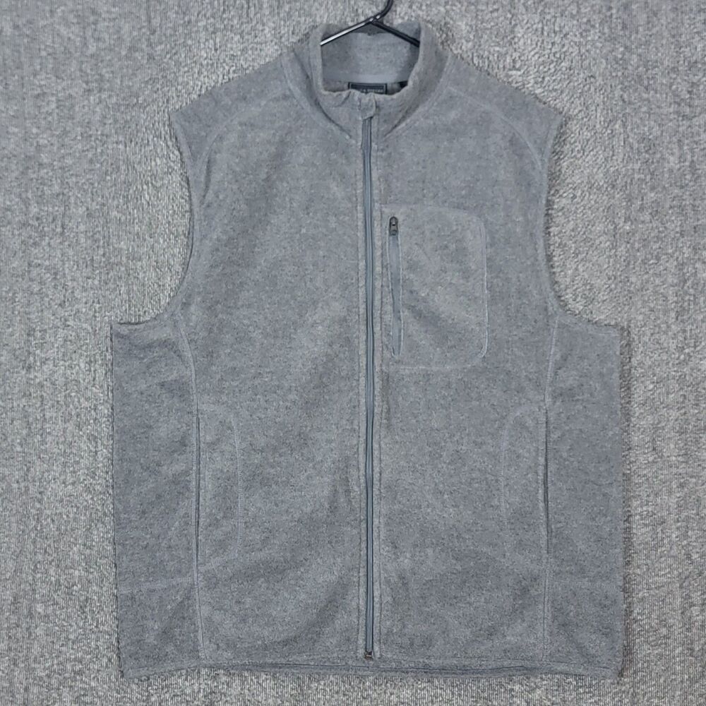 Field & Stream Vest Mens Large Gray Sleeveless Full Zip Fleece Jacket Outdoors